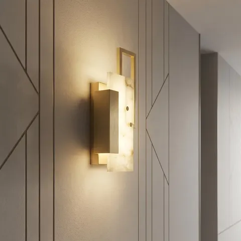 Applique en albâtre Ankaa, équerre de laiton