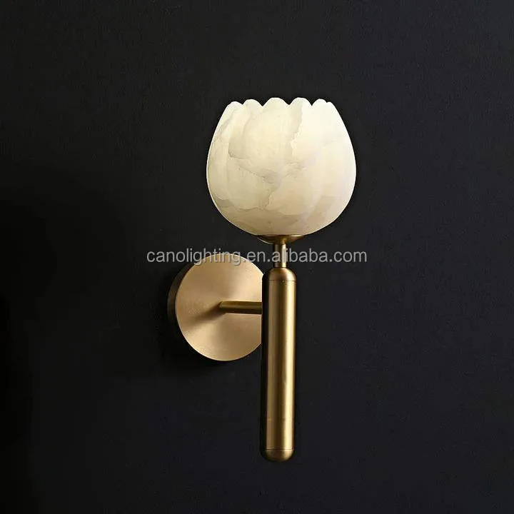 Applique en albâtre Porrima, tulipe, vue 4 sur 6