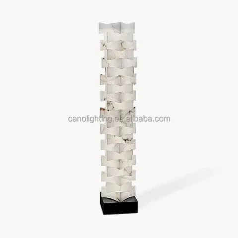 Lampadaire en albâtre Biham, colonne tressée