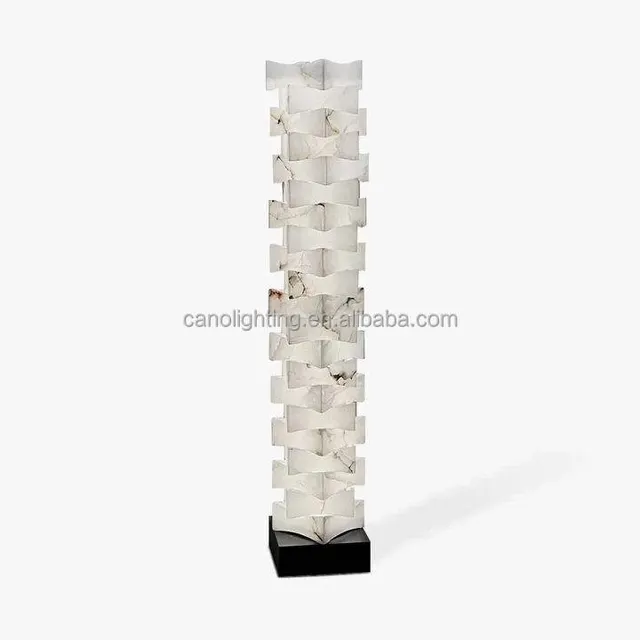 Lampadaire en albâtre Biham, colonne tressée