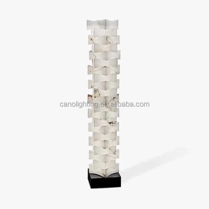 Lampadaire en albâtre Biham, colonne tressée