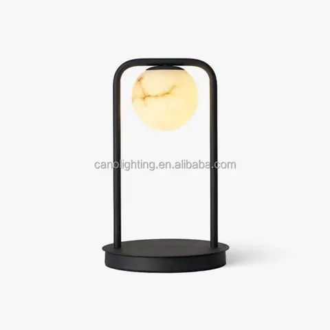Lampe en albâtre Homam, globe et cadre noir