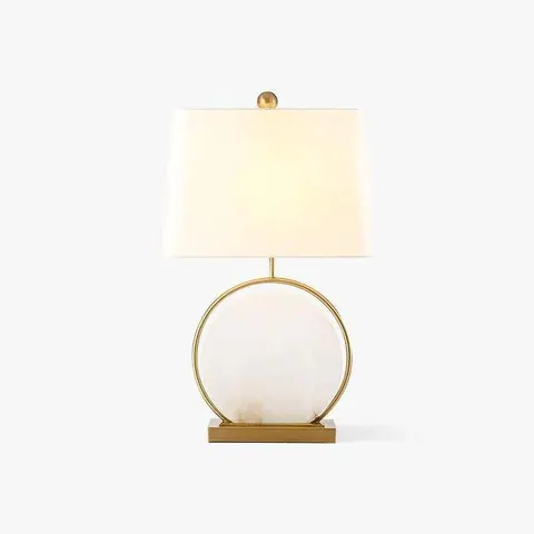Lampe en albâtre Matar, anneau de laiton, abat-jour