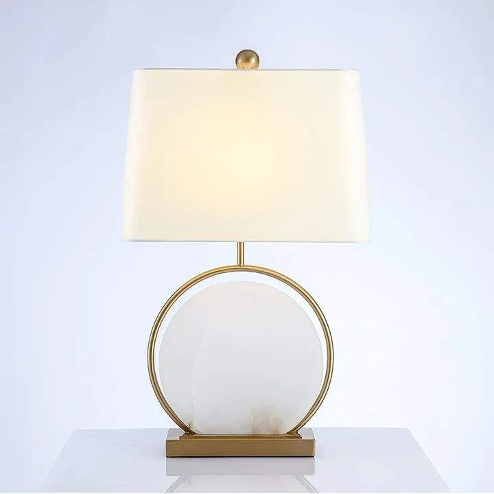 Lampe en albâtre Matar, anneau de laiton, abat-jour, vue 2 sur 6