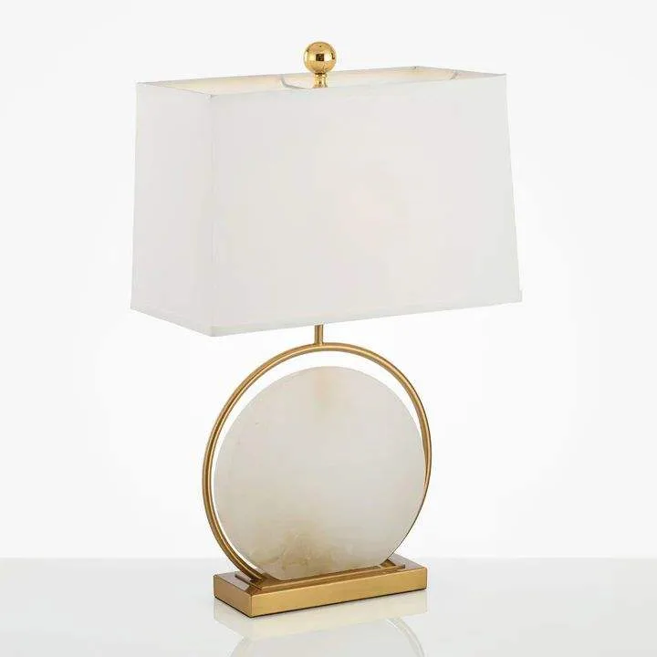 Lampe en albâtre Matar, anneau de laiton, abat-jour, vue 3 sur 6