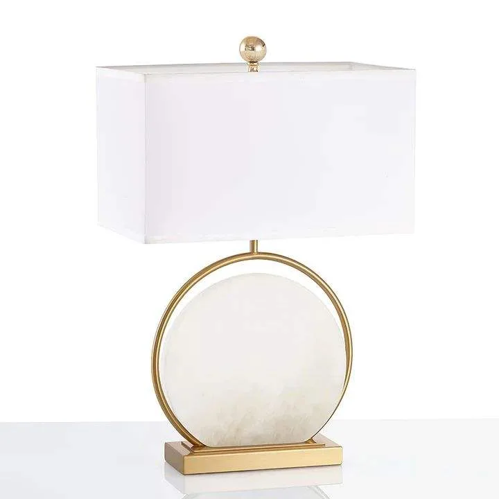 Lampe en albâtre Matar, anneau de laiton, abat-jour, vue 4 sur 6