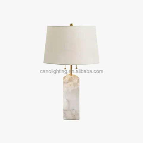 Lampe en albâtre Syrma, pied d'albâtre, abat-jour
