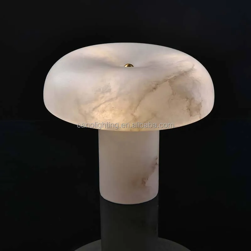 Lampe en albâtre Tarazed, sphère sur socle, vue 3 sur 6