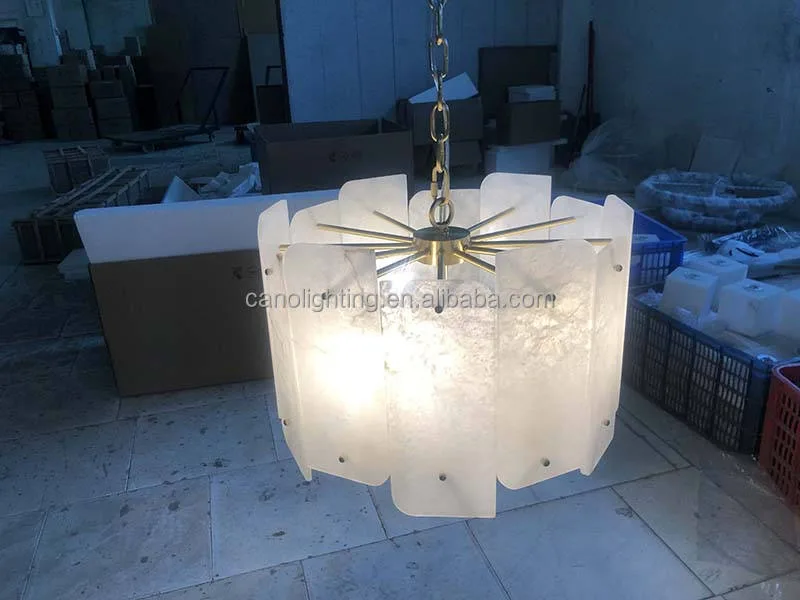 Lampe en albâtre Tarazed, sphère sur socle, vue 5 sur 6