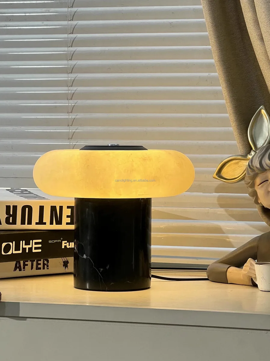 Lampe en albâtre Zaniah, champignon, vue 4 sur 6