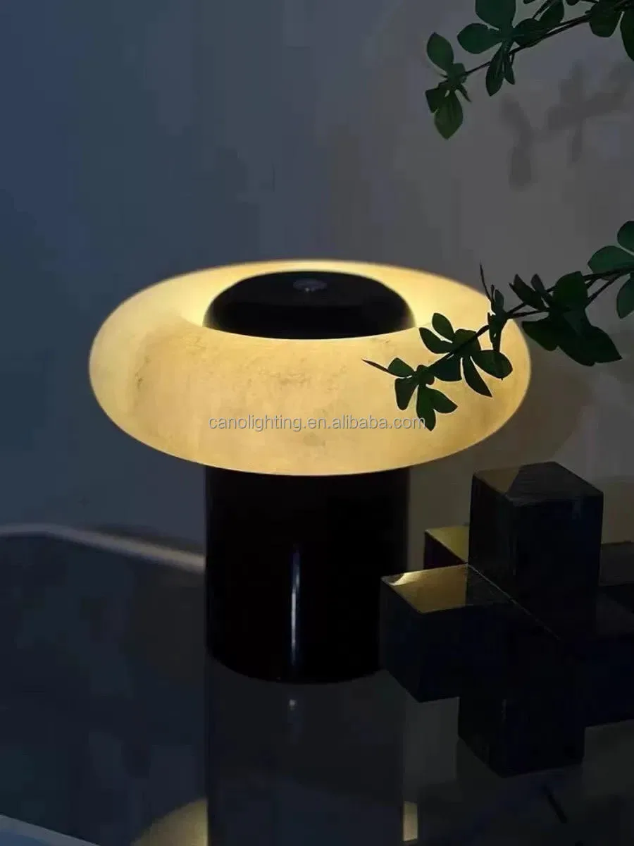 Lampe en albâtre Zaniah, champignon, vue 5 sur 6