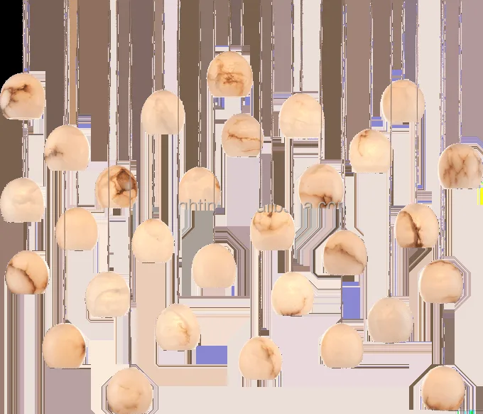 Lustre en albâtre Achernar, rideau de sphères