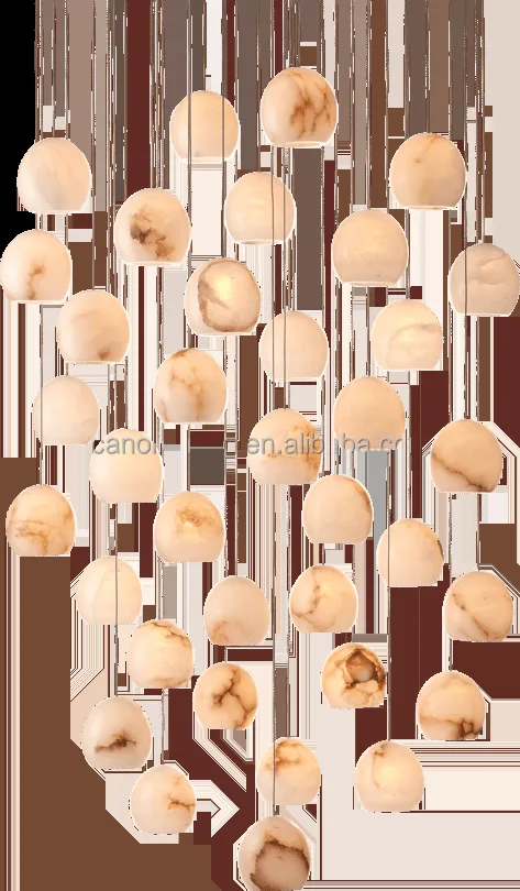 Lustre en albâtre Achernar, rideau de sphères, vue 2 sur 6