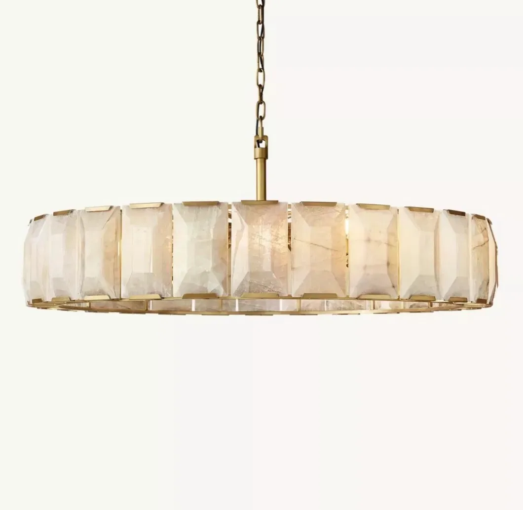 Lustre en albâtre Acrux, tambour facetté, vue 2 sur 6