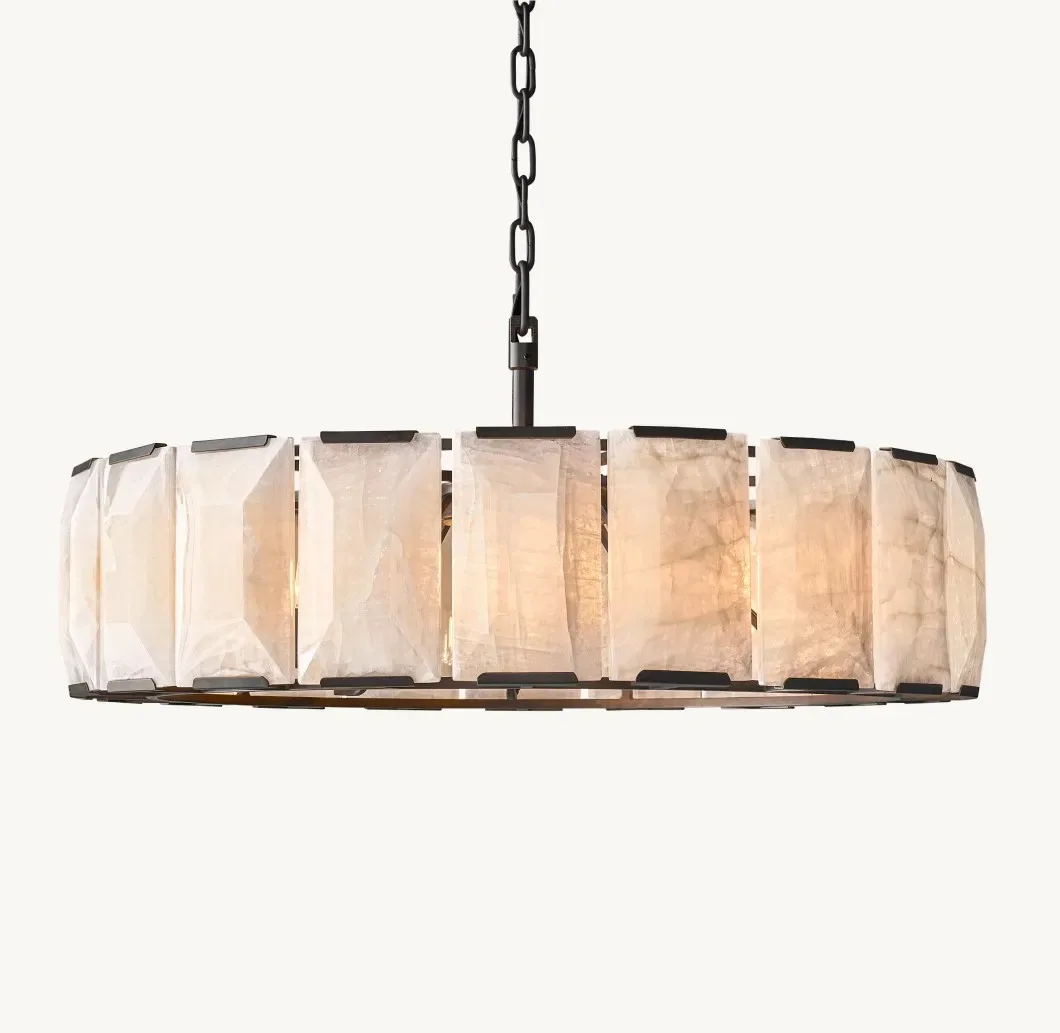 Lustre en albâtre Acrux, tambour facetté, vue 3 sur 6