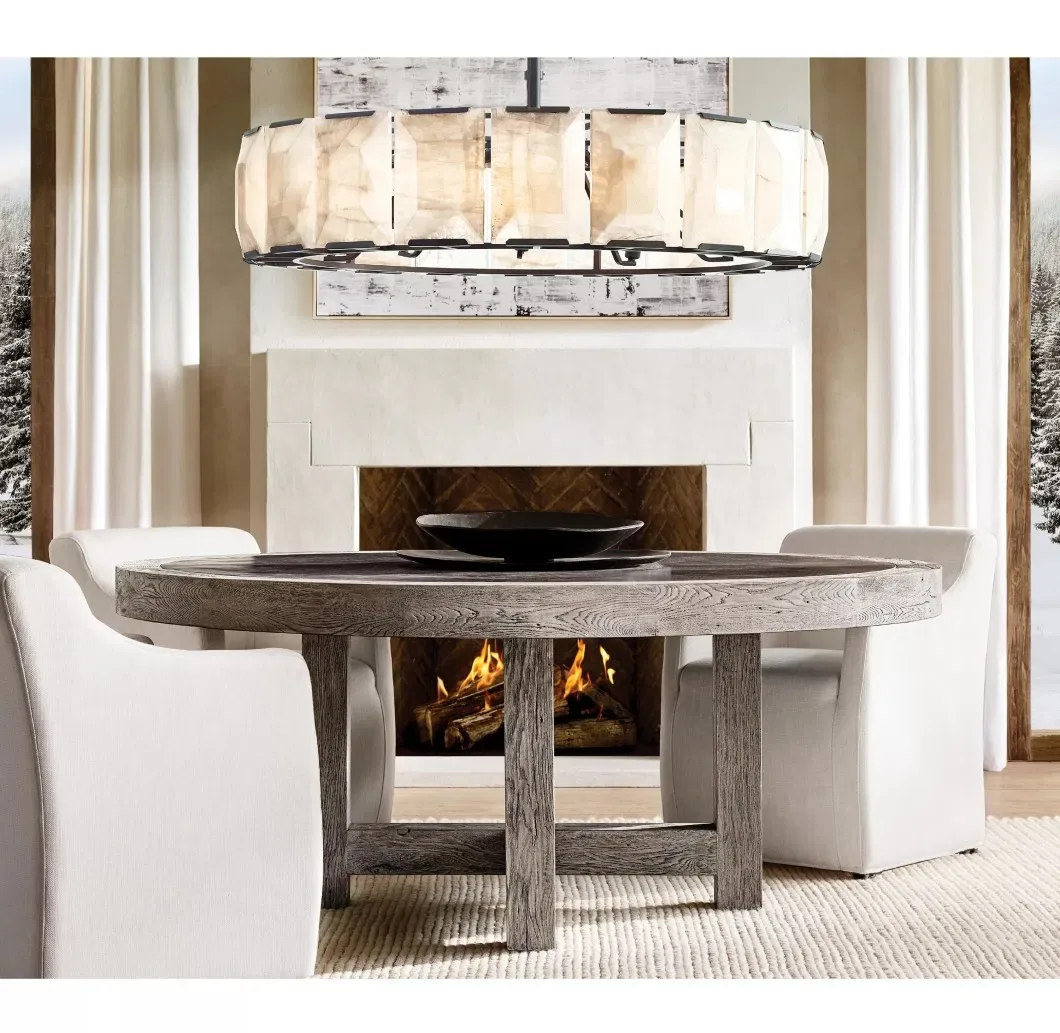 Lustre en albâtre Acrux, tambour facetté, vue 4 sur 6