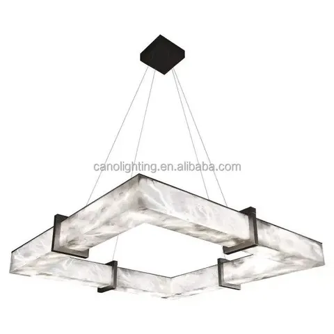 Lustre en albâtre Adhara, cadre carré