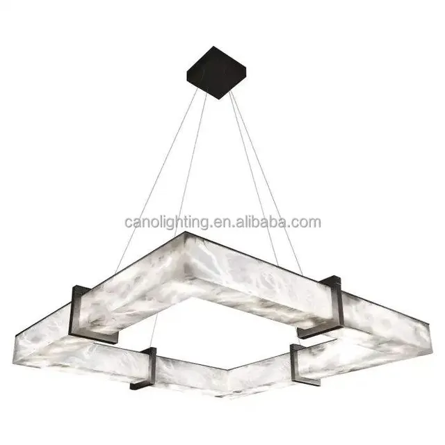 Lustre en albâtre Adhara, cadre carré
