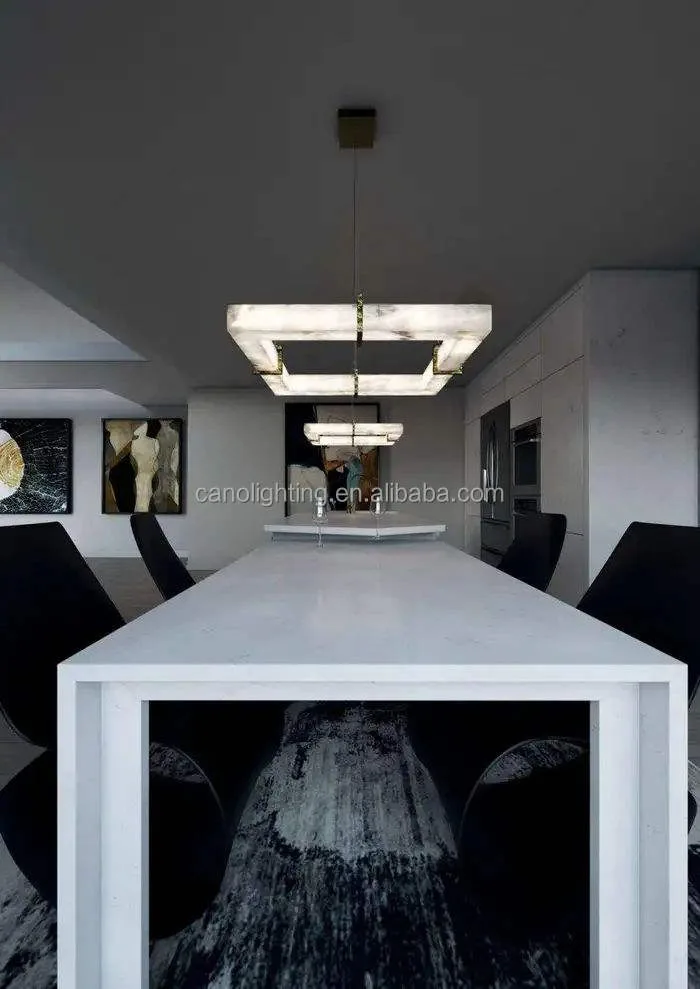 Lustre en albâtre Adhara, cadre carré, vue 2 sur 6