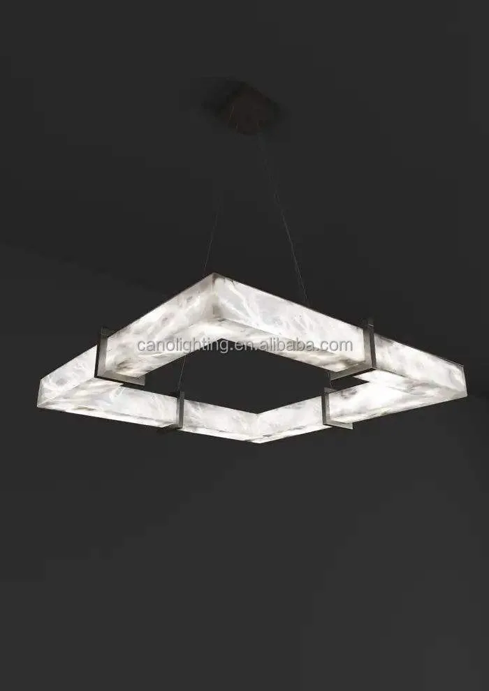 Lustre en albâtre Adhara, cadre carré, vue 3 sur 6