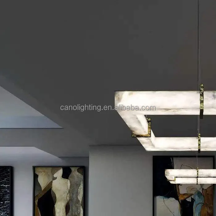 Lustre en albâtre Adhara, cadre carré, vue 4 sur 6