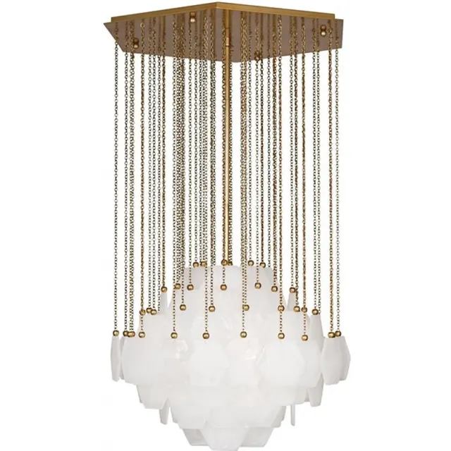 Lustre en albâtre Albireo, pluie de chaînes