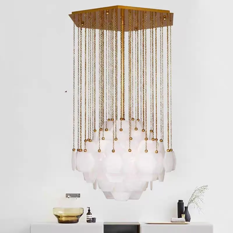 Lustre en albâtre Albireo, pluie de chaînes, vue 3 sur 6