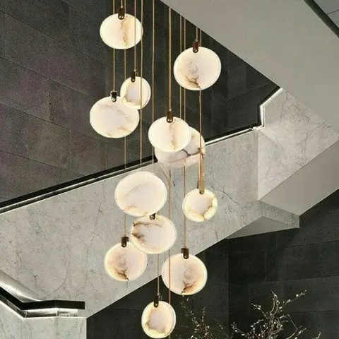 Lustre en albâtre Algieba, cascade de galets