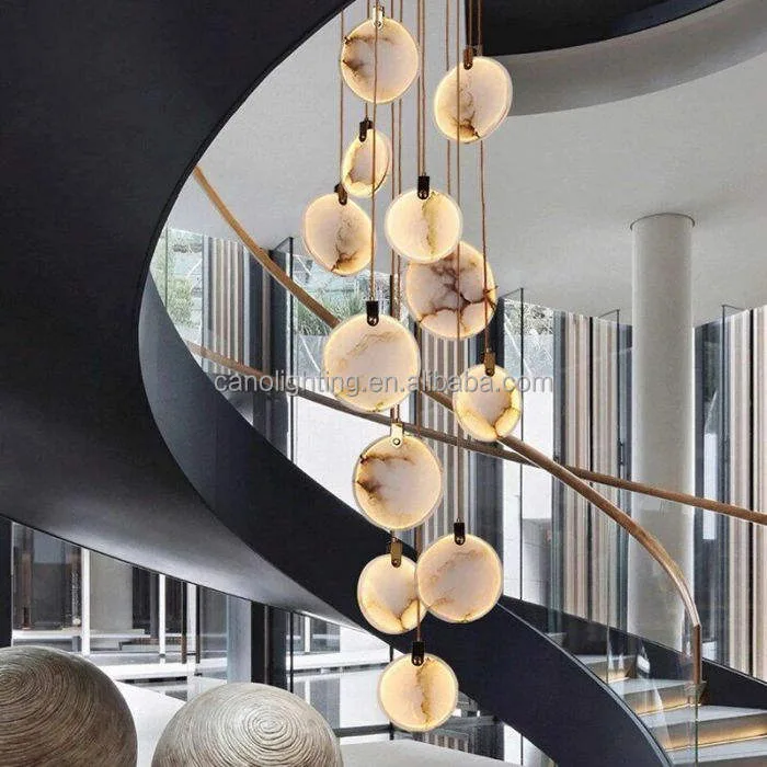 Lustre en albâtre Algieba, cascade de galets, vue 2 sur 6