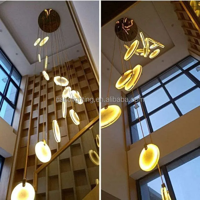 Lustre en albâtre Algieba, cascade de galets, vue 4 sur 6