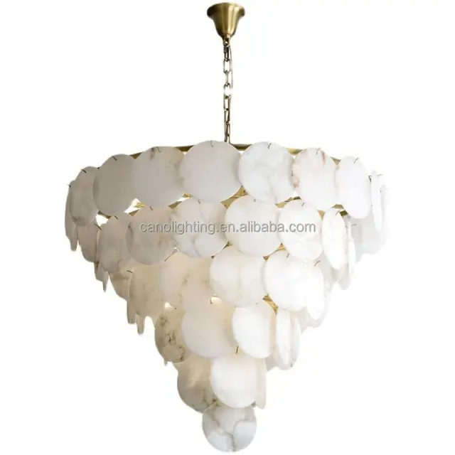 Lustre en albâtre Algol, conique en disques