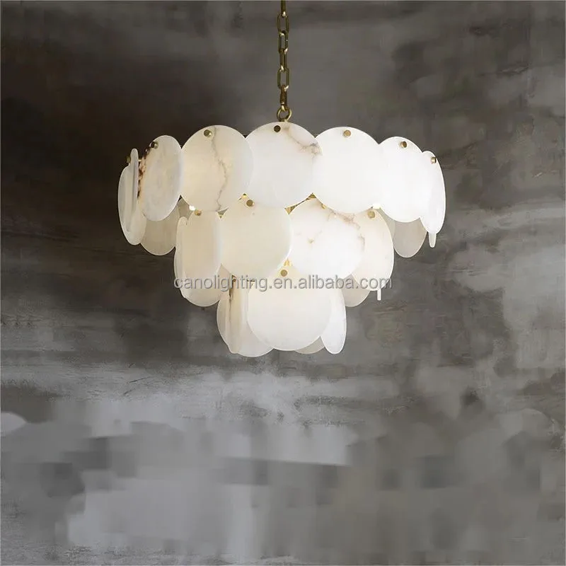 Lustre en albâtre Algol, conique en disques, vue 5 sur 6