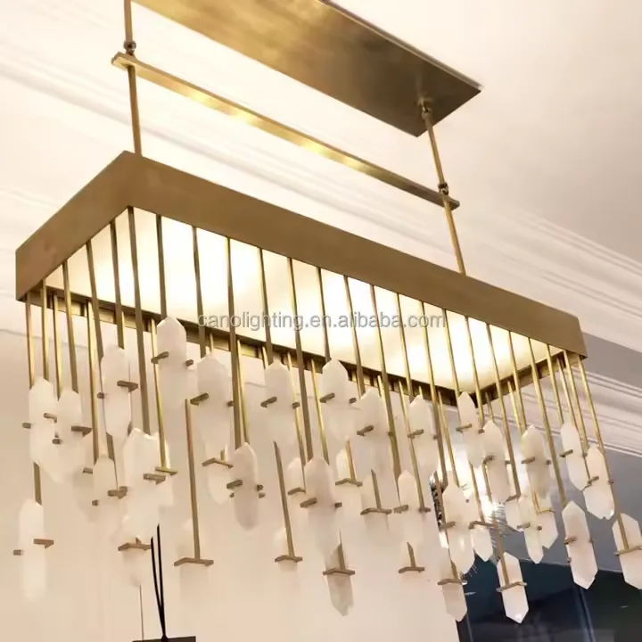 Lustre en albâtre Alhena, linéaire à pampilles, vue 2 sur 6