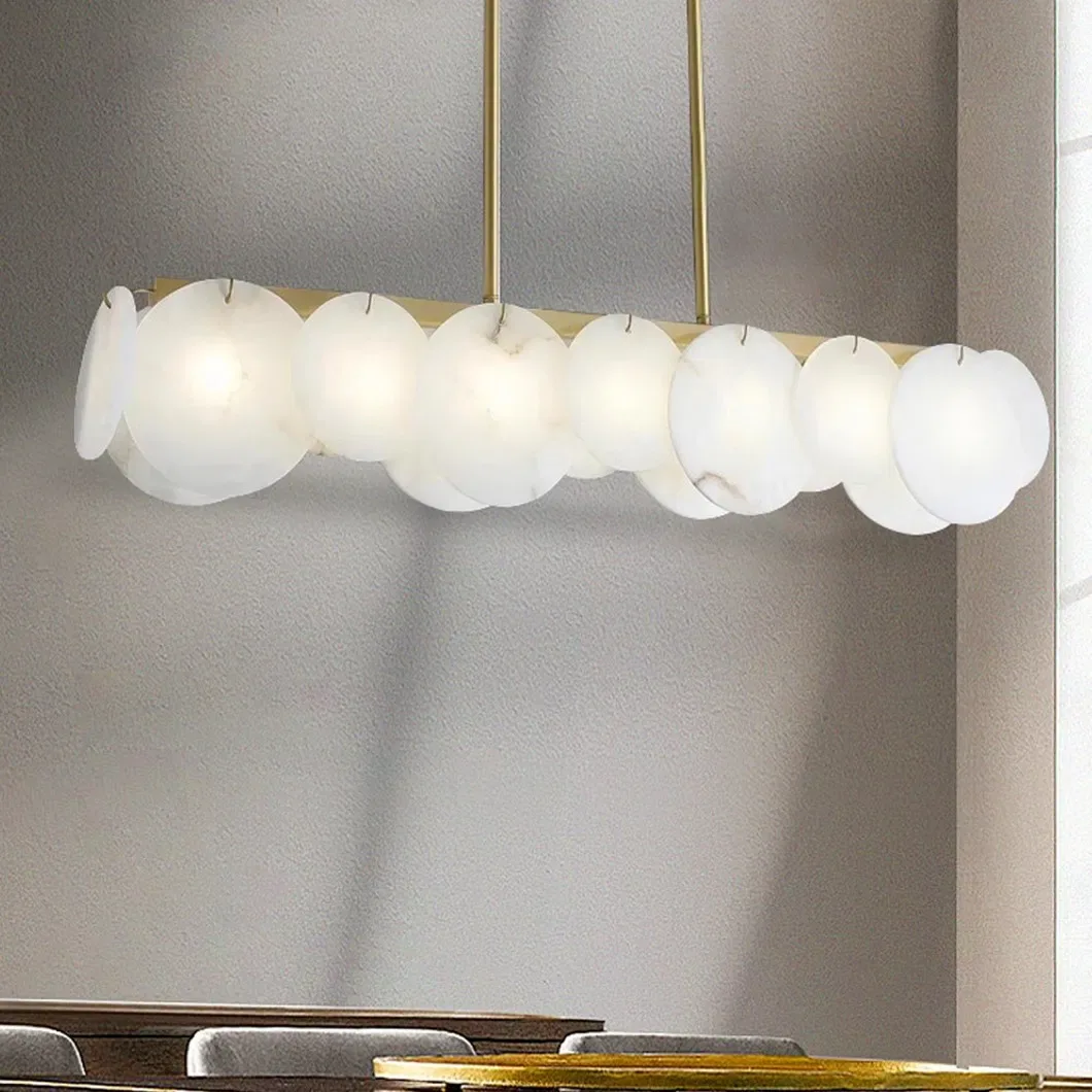 Lustre en albâtre Alkaid, linéaire de galets, vue 5 sur 6