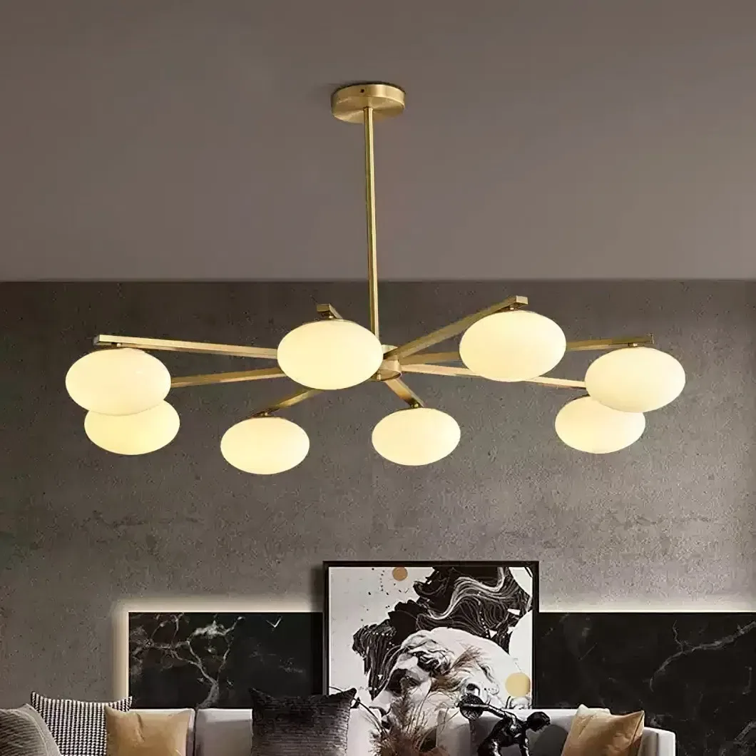 Lustre en albâtre Almach, branches et galets, vue 3 sur 6