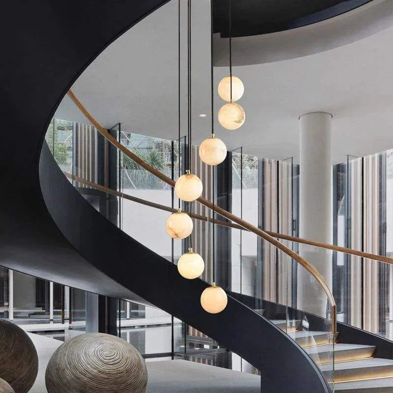 Lustre en albâtre Alnilam, cascade de globes