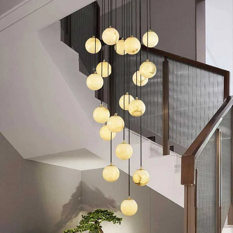 Lustre en albâtre Alnilam, cascade de globes, vue 2 sur 6