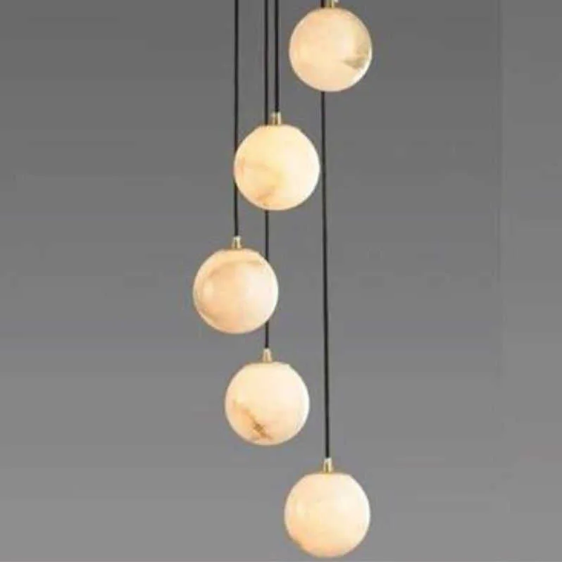 Lustre en albâtre Alnilam, cascade de globes, vue 6 sur 6