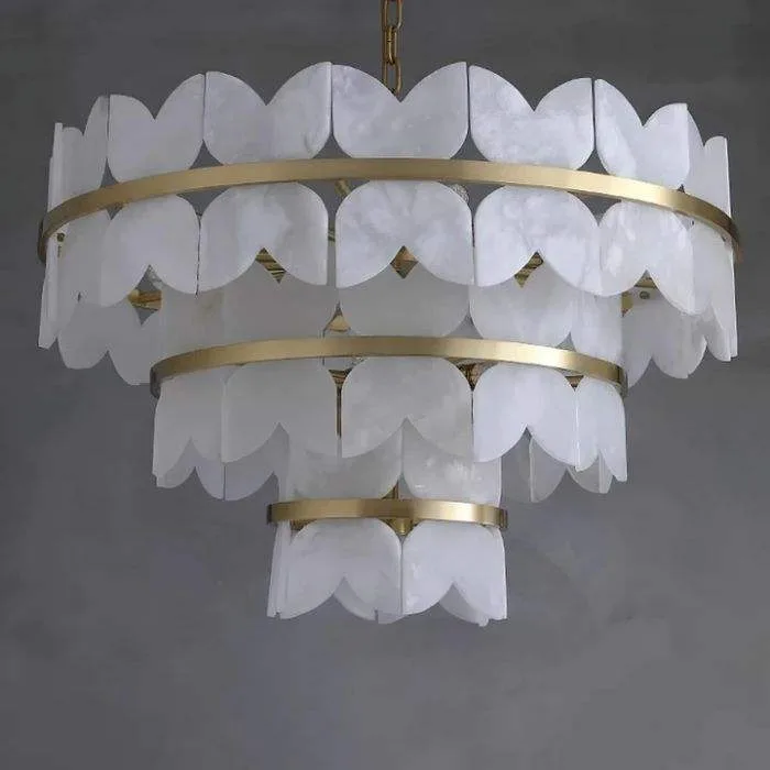 Lustre en albâtre Alnitak, à trois étages, vue 2 sur 6