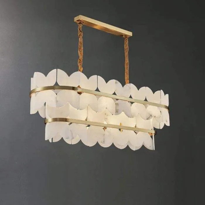 Lustre en albâtre Alnitak, à trois étages, vue 4 sur 6