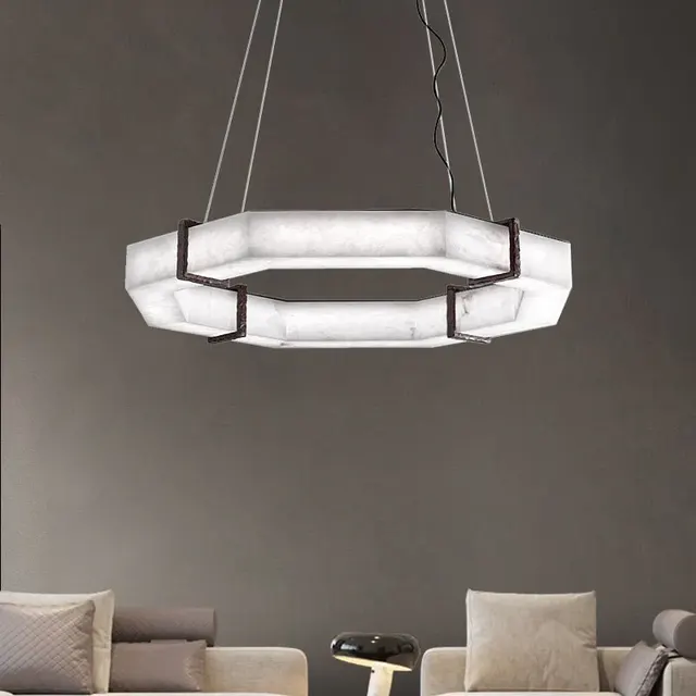 Lustre en albâtre Alphard, octogone
