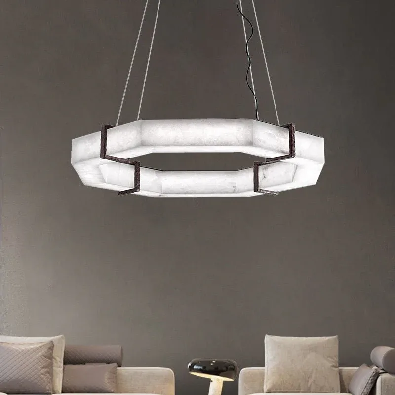 Lustre en albâtre Alphard, octogone