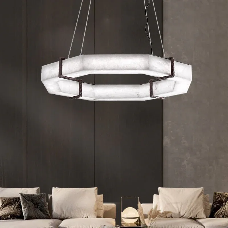 Lustre en albâtre Alphard, octogone, vue 2 sur 6