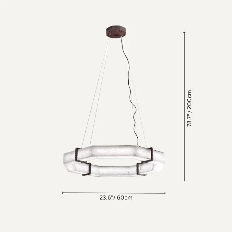 Lustre en albâtre Alphard, octogone, vue 4 sur 6