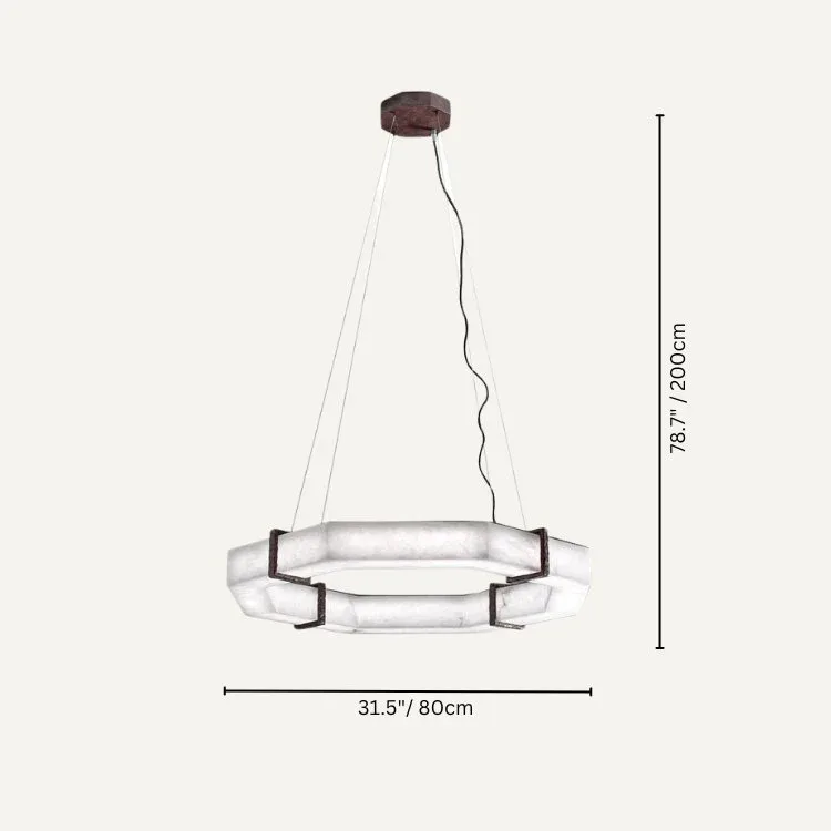 Lustre en albâtre Alphard, octogone, vue 5 sur 6