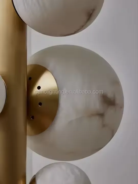 Lustre en albâtre Denebola, colonne de sphères, vue 6 sur 6