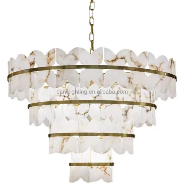 Lustre en albâtre Dubhe, à quatre étages de feuilles