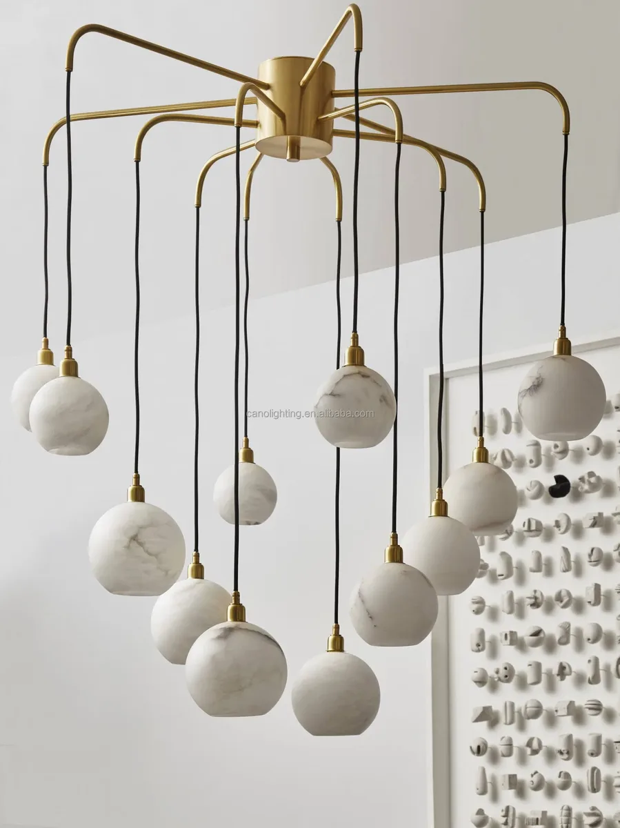 Lustre en albâtre Elnath, araignée de globes, vue 2 sur 6