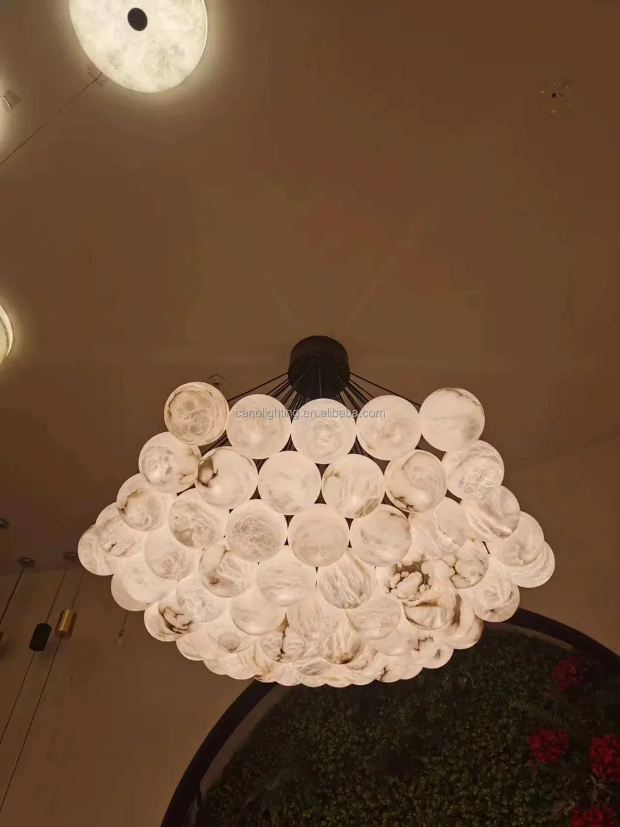 Lustre en albâtre Fomalhaut, dôme de disques, vue 2 sur 6