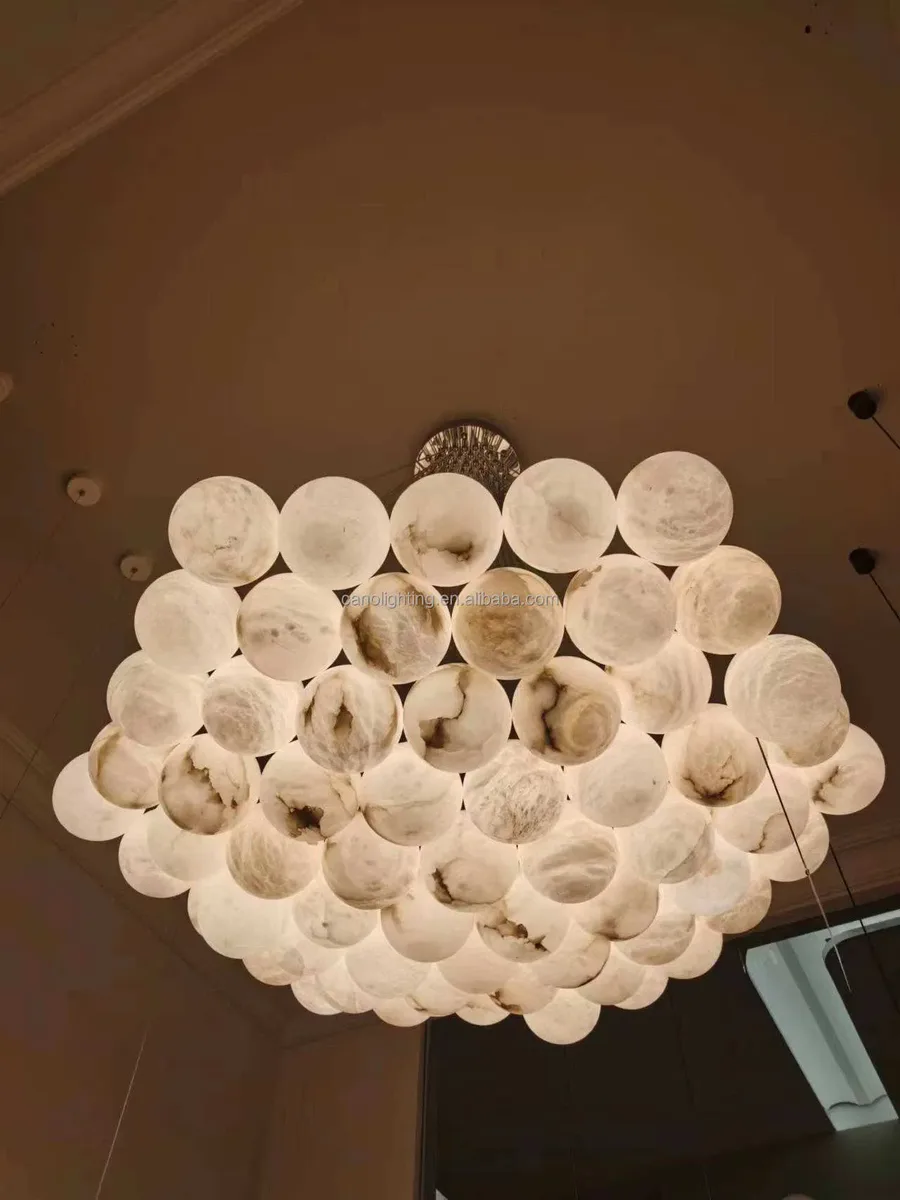 Lustre en albâtre Fomalhaut, dôme de disques, vue 3 sur 6
